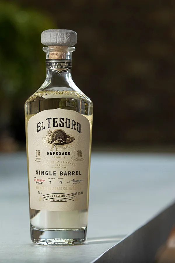 bottle of EL TESORO Single Barrel Reposado Tequila